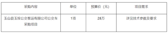 28萬元，玉山縣公交車采購(gòu)項(xiàng)目(圖1)